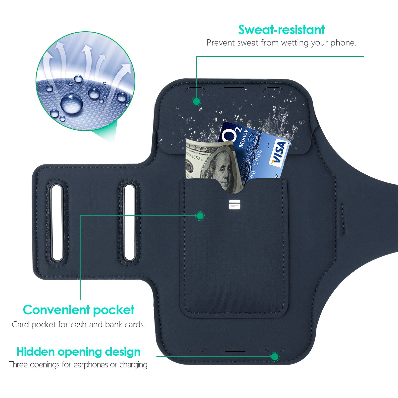 Autkors Running Armband for iPhone 14/14 Pro/13/13 Pro/12/12 Pro/11/11 Pro/XS/XR/X up to 6.1", Skin-Friendly Sweatproof Sports Phone Armband with Key and Headphone Slot-Perfect for Jogging, Gym