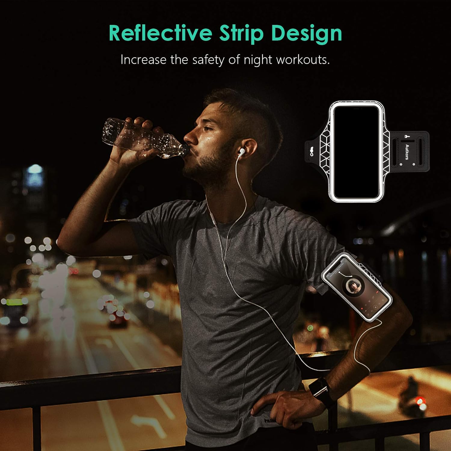 Autkors Running Armband for iPhone14/14 Plus/13/13 Pro/13 Pro Max/12/12 Pro/12 Pro Max/XR up to 6.7", Skin-Friendly Sweatproof Sports Phone Armband with Key and Headphone Slot-Perfect for Jogging, Gym
