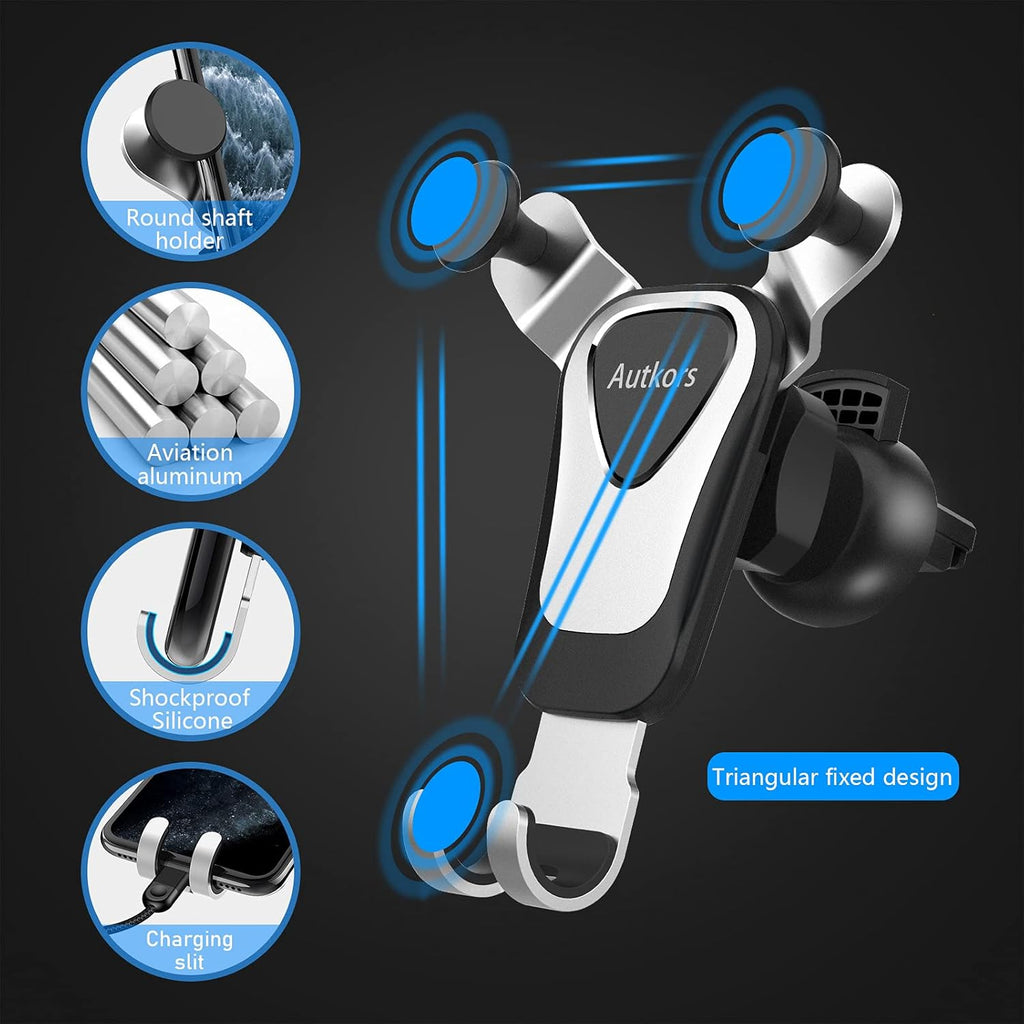 Autkors Car Phone Holder, Air Vent Mount Holder 360° Rotation Universal for Smartphones and GPS 4.7-6.7 Inches